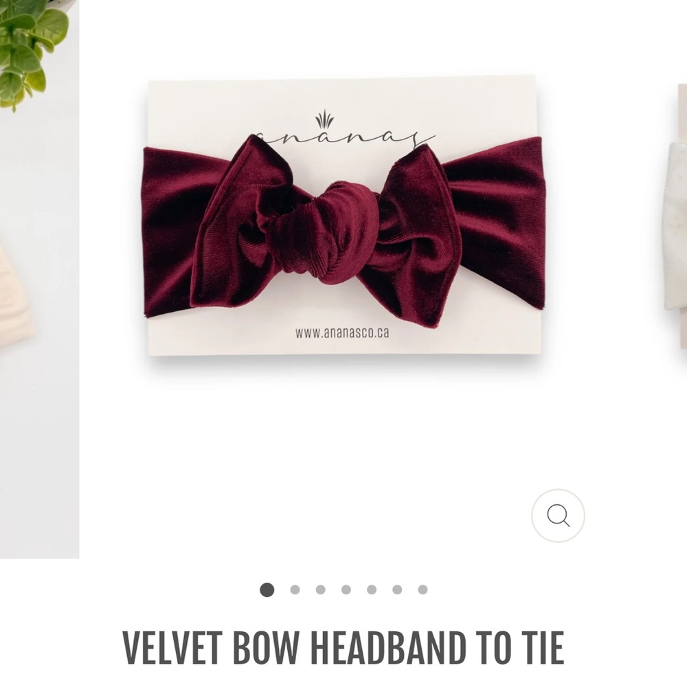 Ananas Velvet Bow Headband Size S Burgundy